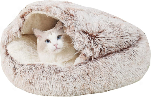 CozyDen 2-in-1 Pet House - Plush Hideaway Bed for Cats & Small Dogs